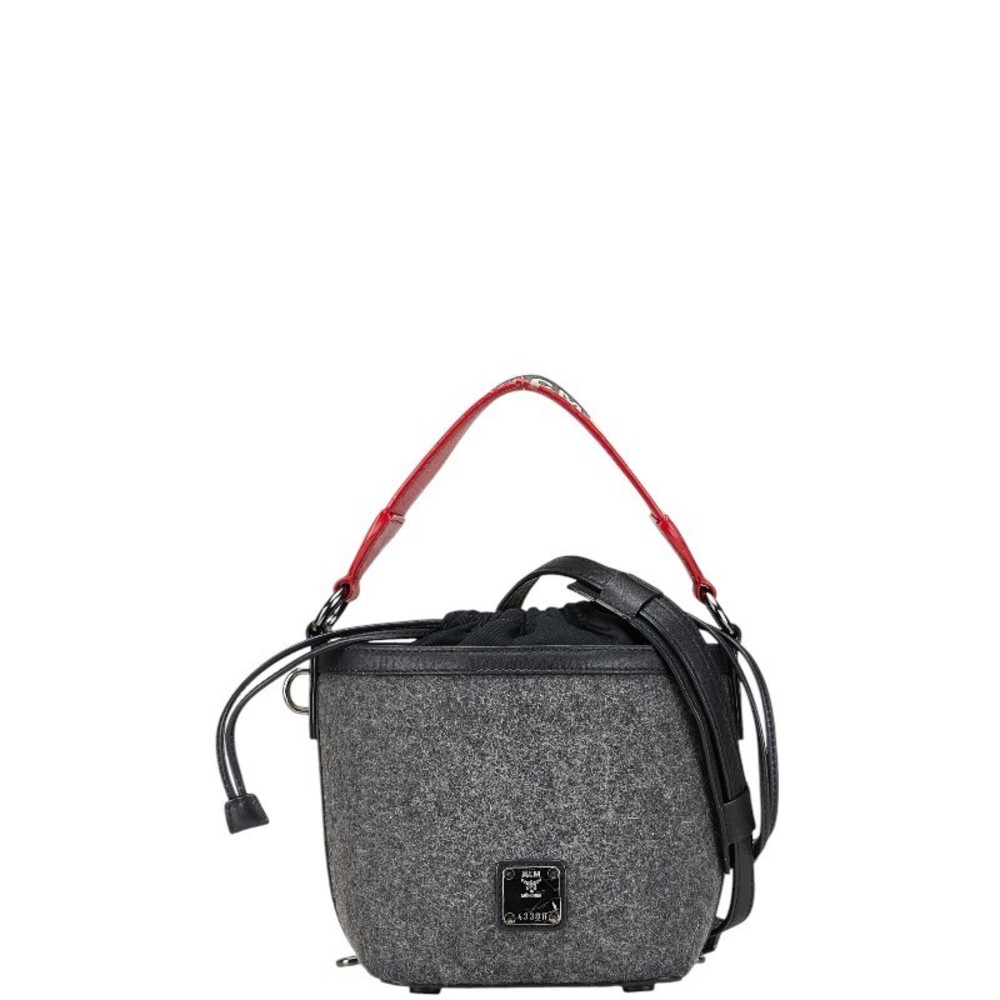 Mcm Stadt Roden Shoulder Bag Grey Black Multicolor Wool